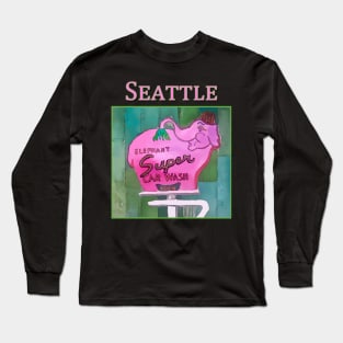 Pink Elephant Neon Sign in Seattle - Welshdesigns Long Sleeve T-Shirt